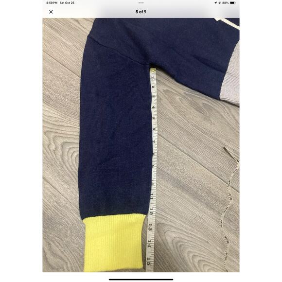 NEW Central Park West One of a Kind Blue Color Blocked Cropped V Sweater Small - Picture 9 of 9